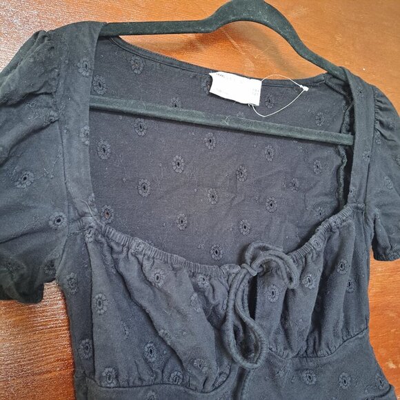 ASOS DESIGN Black Eyelet Short Sleeve Mini Tea Dress – Size UK 10 / EU 38 / US 6 - Picture 6 of 8